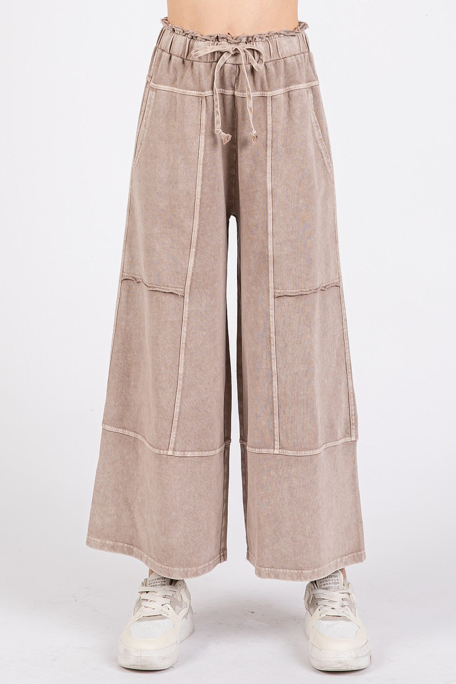 GOOD DAY MINERAL WASH FRENCH TERRY WIDE LEG PANTS