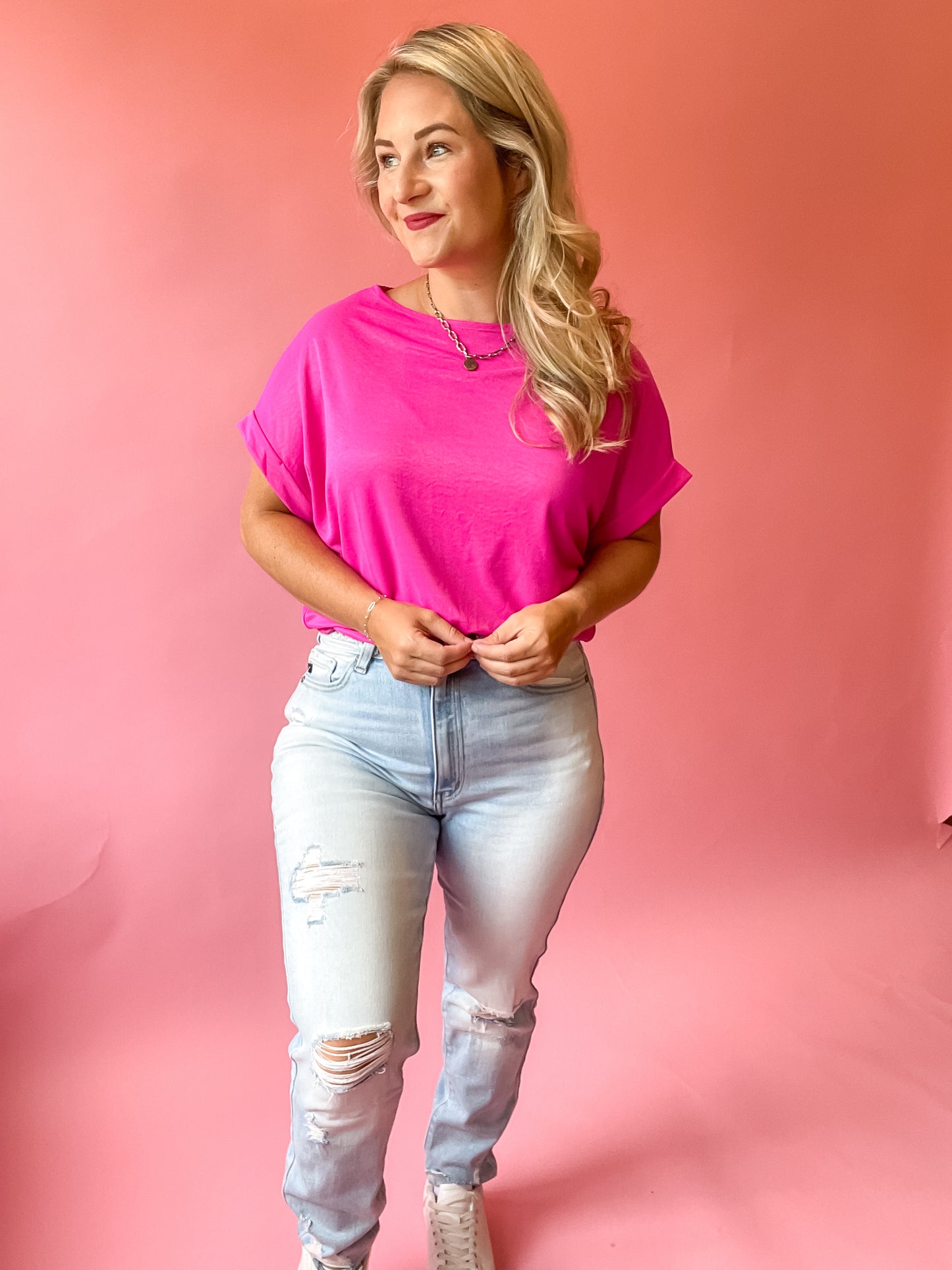 YOU PROOF HOT PINK DOLMAN TOP - FINAL SALE