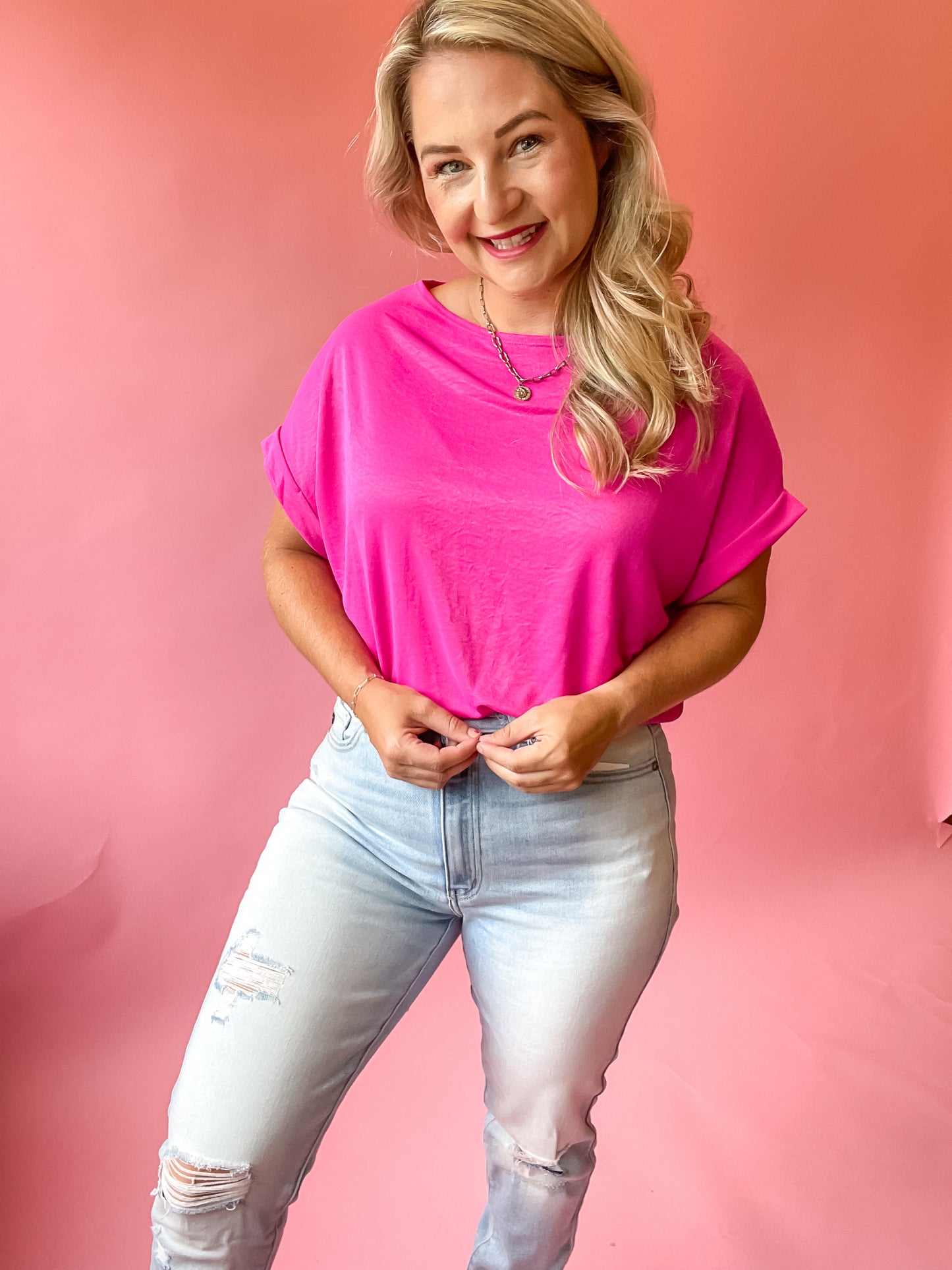 YOU PROOF HOT PINK DOLMAN TOP - FINAL SALE