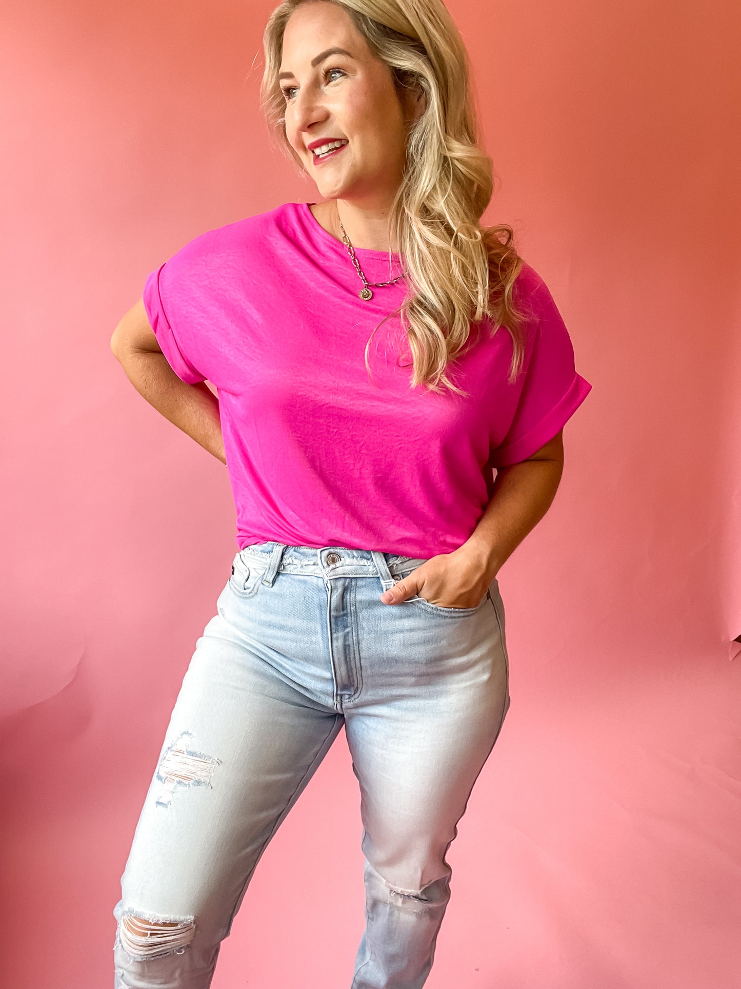 YOU PROOF HOT PINK DOLMAN TOP - FINAL SALE