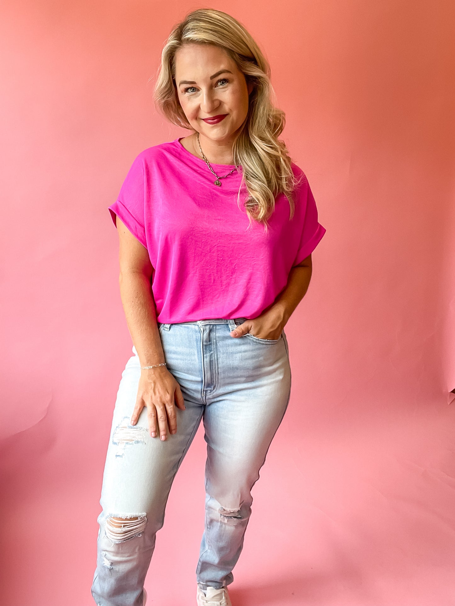 YOU PROOF HOT PINK DOLMAN TOP - FINAL SALE