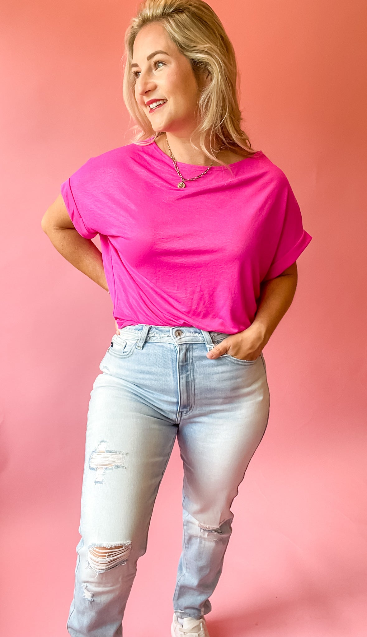 YOU PROOF HOT PINK DOLMAN TOP - FINAL SALE