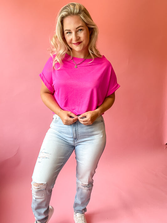 YOU PROOF HOT PINK DOLMAN TOP - FINAL SALE