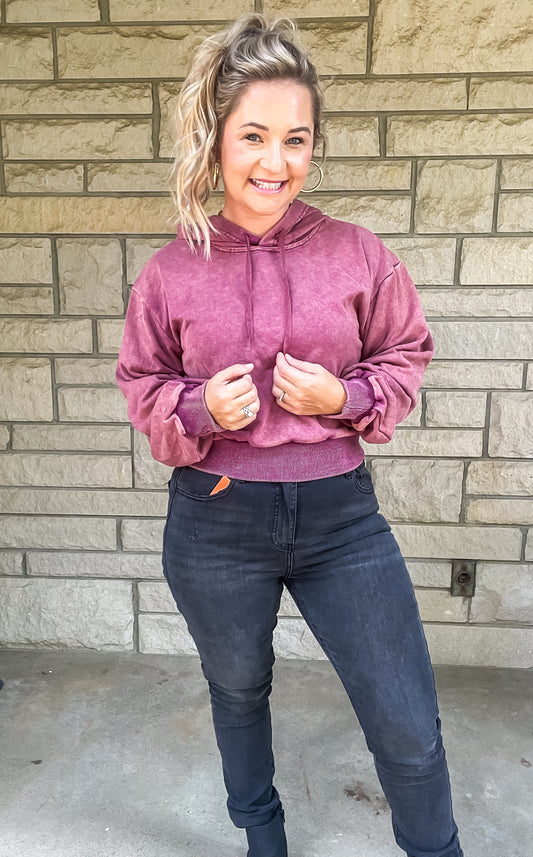 BETTER THAN THIS BERRY CROPPED HOODIE-FINAL SALE