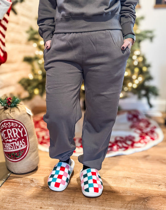 FIRESIDE COZY ELASTIC WAIST RELAXED JOGGERS