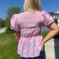 PINK PICNIC PUFF SLEEVE TOP - FINAL SALE