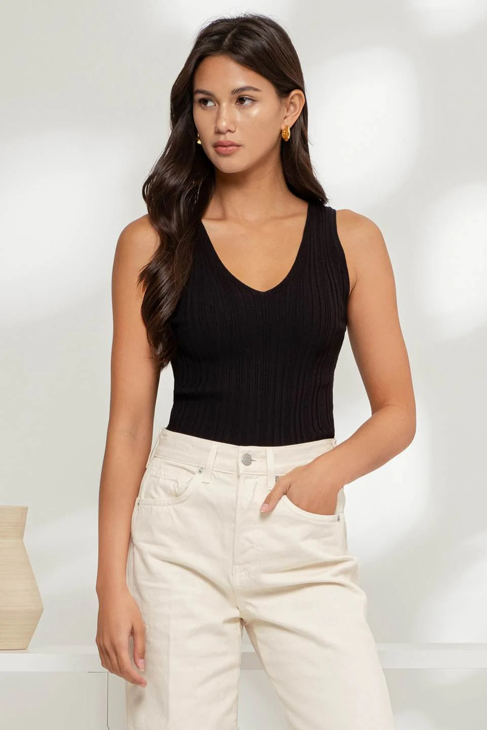 BASIC B BLACK SWEATER TANK - LAYERING MUST HAVE