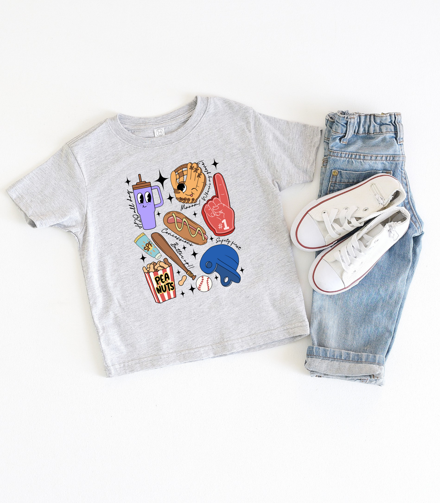 BASEBALL CARTOON COLLAGE KIDS TEE