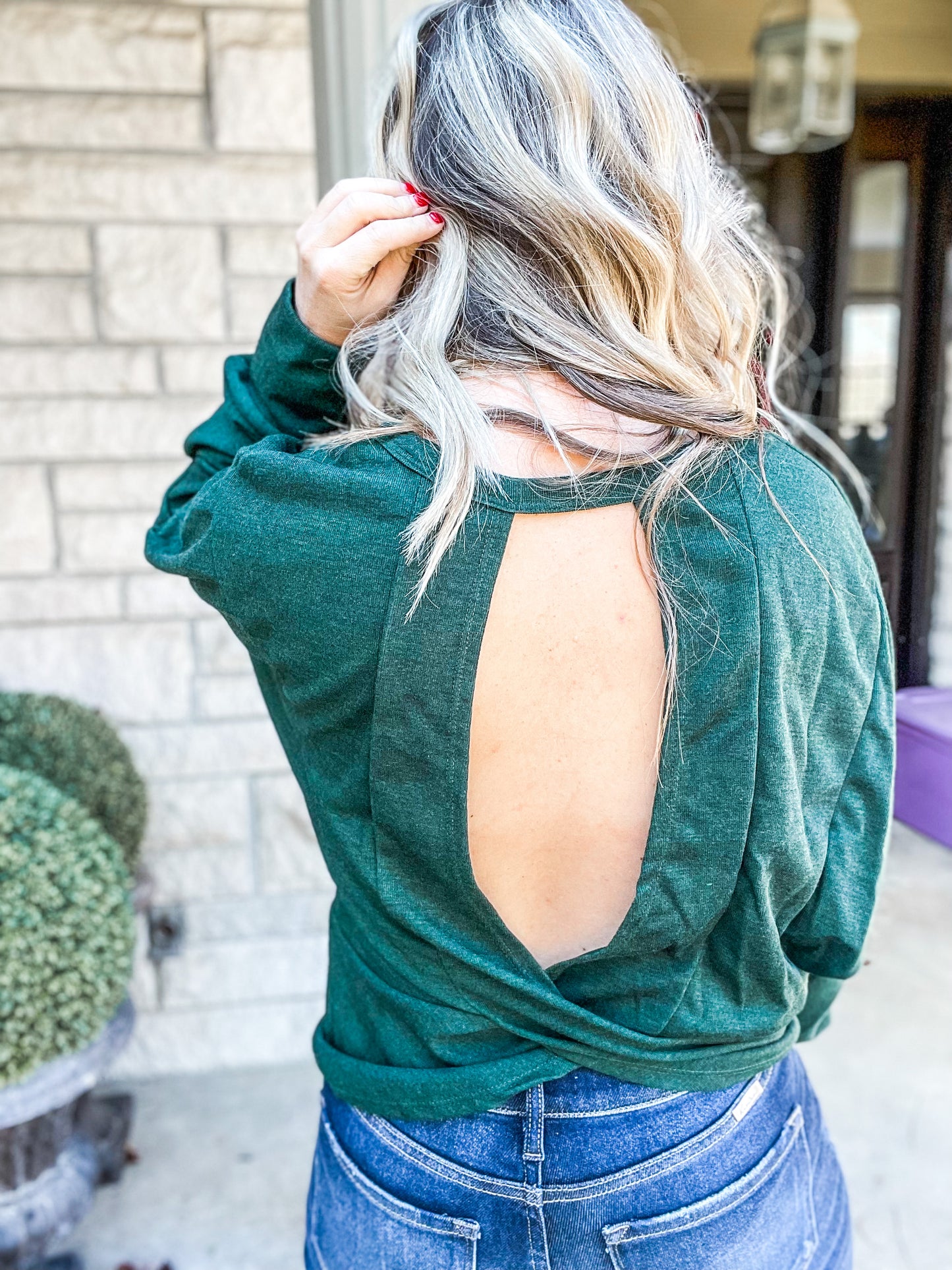 SPRING GREEN OPEN BACK CUT-OUT TOP - FINAL SALE