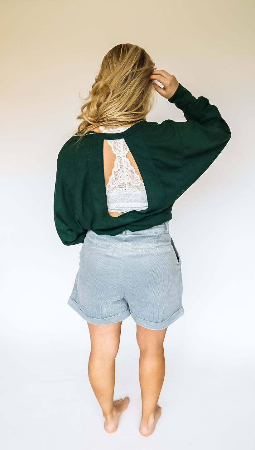 SPRING GREEN OPEN BACK CUT-OUT TOP - FINAL SALE